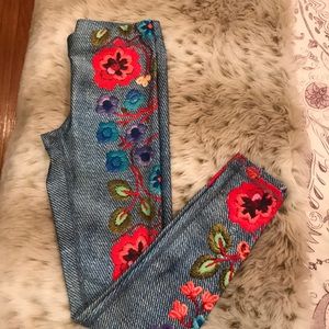 Blue floral workout pants